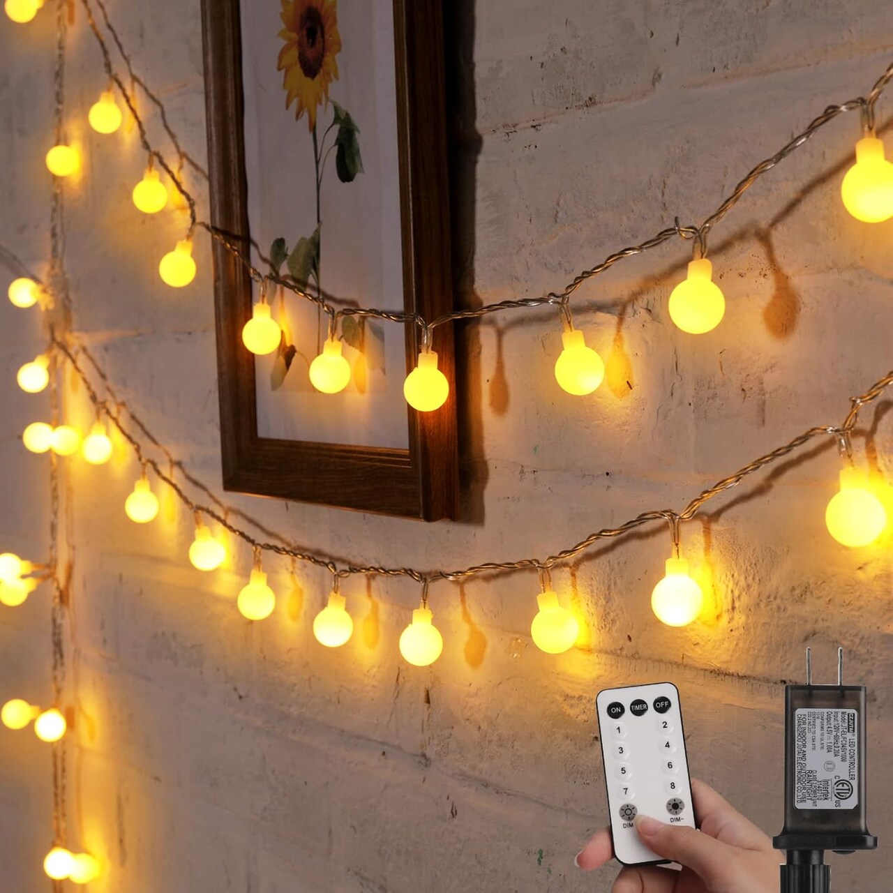 33ft Globe String Lights – 100 LED Warm White Fairy Lights with Remote, 8 Modes & Timer, Indoor & Outdoor Decoration for Bedroom, Wedding, Party, Garden, and Christmas Tree (Warm White)